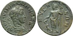 Roman Provincial Coins LYDIA. Nysa. Gallienus (253-268). Ae. Obv: ΠO ΛIKIN ΓAΛΛIHNOC K. Laureate, draped and cuirassed bust right. Rev: NYCAEΩN. Dionysos standing left, holding sceptre and pouring can