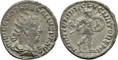 Roman Imperial Coins TREBONIANUS GALLUS (251-253). Antoninianus. Antioch. Obv: IMP C G VIB TREB GALLVS P F AVG. Radiate, draped and cuirassed bust right. Rev: MARTEM PROGNATOREM (sic). Mars advancing 