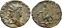 Roman Imperial Coins GALLIENUS (253-268). Antoninianus. Mediolanum. Obv: IMP GALLIENVS AVG GER. Radiate bust right, with slight drapery. Rev: P M TR P VII COS / MP. Gallienus standing left, holding sc