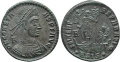 Roman Imperial Coins CONSTANS (337-350). Ae. Siscia. Obv: D N CONSTANS P F AVG. Diademed, draped and cuirassed bust right; A to left. Rev: FEL TEMP REPARATIO / • ASIS •. Constans standing left on gall
