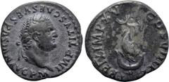 Roman Imperial Coins TITUS (79-81). Denarius. Rome. Obv: IMP TITVS CAES VESPASIAN AVG P M. Laureate head right. Rev: TR P IX IMP XV COS VIII P P. Dolphin coiled around anchor. RIC² 112. Condition: Ver
