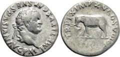 Roman Imperial Coins TITUS (79-81). Denarius. Rome. Obv: IMP TITVS CAES VESPASIAN AVG P M. Laureate head right. Rev: TR P IX IMP XV COS VIII P P. Elephant advancing left. RIC² 115. Condition: Fine. We
