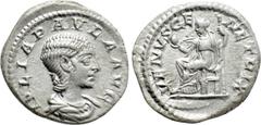 Roman Imperial Coins JULIA PAULA (Augusta, 219-220). Denarius. Rome. Obv: IVLIA PAVLA AVG. Draped bust right. Rev: VENVS GENETRIX. Venus seated left on throne, holding apple and sceptre. RIC 222 (Elag