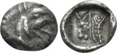 Greek Coins ASIA MINOR. Uncertain. Tetartemorion (Circa 5th century BC). Obv: Head of griffin right. Rev: Head and neck of bull left within incuse square. SNG Keckman -; SNG Kayhan I -; Asia Minor Coi