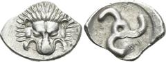 Greek Coins DYNASTS OF LYCIA. Perikles (Circa 380-360 BC). Tetrobol. Uncertain mint, possibly Limyra. Obv: Facing scalp of lion. Rev: Triskeles within incuse circle. Müseler VIII.47-51; SNG von Aulock