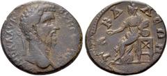 Roman Provincial Coins LYDIA. Tabala. Lucius Verus (161-169). Ae. Obv: ΑVΤ ΚΑ Λ ΑVP OVΗPOС СЄΒΑ. Laureate head right. Rev: ΤΑΒΑΛЄΩΝ. Kybele seated left on throne, holding patera and resting elbow upon