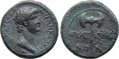 Roman Provincial Coins LYDIA. Thyatira. Nero (54-68). Ae. Obv: NЄΡΩN KAYΔIOC KAICAP CЄBA. Bareheaded and draped bust right. Rev: ΘVAT - ЄIPH / NΩ - N. Bipennis. RPC I 2382; SNG München 613-6; SNG Cope
