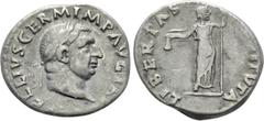 Roman Imperial Coins VITELLIUS (69). Denarius. Rome. Obv: A VITELLIVS GERM IMP AVG TR P. Laureate head right. Rev: LIBERTAS RESTITVTA. Libertas standing facing, head right, holding pileus and vindicta