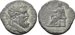 Roman Imperial Coins PERTINAX (193). Denarius. Rome. Obv: IMP CAES P HELV PERTIN AVG. Laureate head right. Rev: OPI DIVIN TR P COS II. Ops seated left on throne, holding grain ears. RIC 8a. Condition: