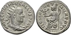 Roman Imperial Coins TREBONIANUS GALLUS (252-253). Antoninianus. Antioch. Obv: IMP C C VIB TREB GALLVS P F AVG. Radiate, draped and cuirassed bust right; four pellets below bust. Rev: ROMAE AETERNAE A