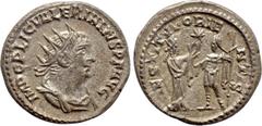 Roman Imperial Coins VALERIAN I (253-260). Antoninianus. Samosata. Obv: IMP C P LIC VALERIANVS P F AVG. Radiate, draped and cuirassed bust right. Rev: RESTITVT ORIENTIS. The Orient standing right, pre