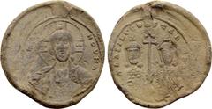Byzantine Coins BYZANTINE LEAD SEALS. Basil II Bulgaroktonos with Constantine VIII (976-1025). Obv: + ЄMMANOVHΛ. Facing bust of Christ Pantokrator. Rev: + ЬASIL COҺSTAҺTI ЬA. Facing busts of Basil and