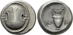 Greek Coins BOEOTIA. Thebes. Stater (Circa 368-364 BC). Klio(n)-, magistrate. Obv: Boeotian shield. Rev: KΛ - IΩ. Amphora within incuse circle. BCD Boiotia 531; HGC 4, 1332. Condition: Good very fine,