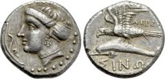 Greek Coins PAPHLAGONIA. Sinope. Drachm (Circa 330-300 BC). Agreos, magistrate. Obv: Head of nymph left, with hair in sakkos; aphlaston to left. Rev: AΓPEΩΣ / ΣINΩ. Sea-eagle standing left, with wings