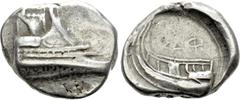 Greek Coins LYCIA. Phaselis. Tetrobol (Circa 500-440 BC). Obv: Prow of galley right. Rev: ΦΑΣ (retrograde). Stern of galley left. Cf. Heipp-Tamer 72; cf. Numismatik Naumann 50, lot 254 (uncertain cont