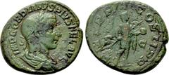 Roman Imperial Coins GORDIAN III (238-244). As. Rome. Obv: IMP GORDIANVS PIVS FEL AVG. Laureate, draped and cuirassed bust right. Rev: P M TR P III COS II P P / S - C. Gordian standing right, holding 