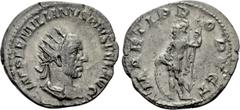 Roman Imperial Coins AEMILIAN (253). Antoninianus. Rome. Obv: IMP AEMILIANVS PIVS FEL AVG. Radiate, draped and cuirassed bust right. Rev: MARTI PROPVG T. Mars standing left, holding spear and resting 