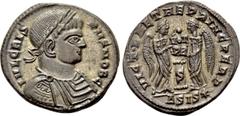 Roman Imperial Coins CRISPUS (Caesar, 317-326). Follis. Siscia. Obv: IVL CRISPVS NOB C. Laureate, draped and cuirassed bust right. Rev: VICT LAETAE PRINC PERP / ΔSIS✷. Two Victories standing facing on