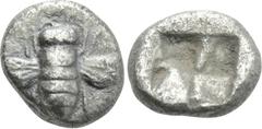 Greek Coins IONIA. Ephesos. Hemidrachm (Circa 550-500 BC). Obv: Bee. Rev: Quadripartite incuse square. SNG Kayhan I -; Karwiese series III; cf. Rosen 384 (tetartemorion); Hirsch 332, lot 2237 (which r