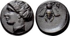 Greek Coins IONIA. Ephesos. Ae (Circa 375-325 BC). Obv: Female head (Artemis?) left, wearing stephane. Rev: E - Φ. Bee. SNG von Aulock 1839; SNG Copenhagen 256; BMC 68. Condition: Good very fine. Weig