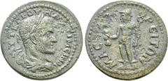 Roman Provincial Coins LYDIA. Mastaura. Maximinus I Thrax (235-238). Ae. Obv: AVT K Γ I OYH MAΞIMЄINOC. Laureate, draped and cuirassed bust right. Rev: MACTAVPЄITΩN. Hermes standing left, holding purs