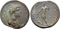 Roman Provincial Coins LYDIA. Nacrasa. Marcus Aurelius (161-180). Ae. Milon, strategos for the second time. Obv: AV KAI M AVP ANTΩNEINOC. Laureate, draped and cuirassed bust right. Rev: EΠI CTPA MIΛΩN
