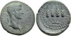 Roman Provincial Coins LYDIA. Philadelphia (as Neocaesarea). Claudius (41-54). Ae. Uncertain magistrate. Obv: T KΛAVΔIOC ΓЄPMANIKOC KAICAP. Laureate head right. Rev: ΦΙΛΑΔЄΛΦЄωΝ NЄOKAICAPЄωN [...]ANTЄ