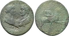 Roman Provincial Coins CARIA. Stratonicea. Caracalla with Plautilla (198-217). Medallic Ae. Kl. Nikephoros Dionysios, prytanis for the second time. Obv: Draped busts of Plautilla and Caracalla, laurea
