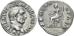 Roman Imperial Coins VITELLIUS (69). Denarius. Rome. Obv: A VITELLIVS GERMANICVS IMP. Bare head right. Rev: CONCORDIA PR. Concordia seated left on throne, holding patera and cornucopia. RIC² 66. Condi
