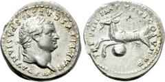 Roman Imperial Coins TITUS (79-81). Denarius. Rome. Obv: IMP TITVS CAES VESPASIAN AVG P M. Laureate head right. Rev: TR P VIIII IMP XIIII COS VII P P. Capricorn left; globus below. RIC² 19. Condition: