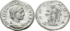 Roman Imperial Coins AQUILIA SEVERA (Augusta, 220-221 & 221-222). Denarius. Rome. Obv: IVLIA AQVILIA SEVERA AVG. Draped bust right. Rev: CONCORDIA. Concordia standing left, holding double cornucopia a