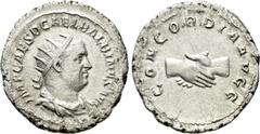 Roman Imperial Coins BALBINUS (238). Antoninianus. Rome. Obv: IMP CAES D CAE L BALBINVS AVG. Radiate, draped and cuirassed bust right. Rev: CONCORDIA AVGG. Clasped hands. RIC 10. Condition: Very fine.
