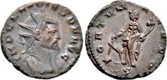 Roman Imperial Coins CLAUDIUS II GOTHICUS (268-270). Antoninianus. Mediolanum. Obv: IMP CLAVDIVS P F AVG. Radiate and cuirassed bust right. Rev: FORTVNAE RED / S. Fortuna standing left, holding rudder