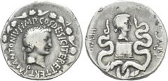 Roman Provincial Coins IONIA. Ephesus. Mark Antony with Octavia. Cistophorus (Circa 39 BC). Obv: M ANTONIVS IMP COS DESIG ITER ET TERT. Head of Mark Antony right, wearing ivy wreath; lituus below; all
