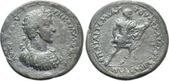 Roman Provincial Coins LYDIA. Hierocaesarea. Commodus (177-192). Ae. Ail. Artemidoros, first archon. Obv: AVT KAI M AVPH KOMMOΔOC. Laureate and cuirassed bust right. Rev: ЄΠ AI APTЄMIΔΩPOV APX A IЄPOK