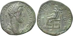 Roman Imperial Coins COMMODUS (177-192). Sestertius. Rome. Obv: M COMMODVS ANTONINVS AVG PIVS. Laureate head right. Rev: P M TR P VIII IMP VI COS IIII P P / S - C. Securitas seated left on throne, hol