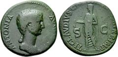 Roman Imperial Coins ANTONIA II (Augusta, 37 and 41). Dupondius. Rome. Struck under Claudius (41-54). Obv: ANTONIA AVGVSTA. Draped bust right. Rev: TI CLAVDIVS CAESAR AVG P M TR P IMP. Claudius standi