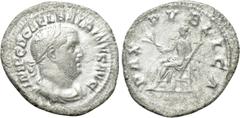 Roman Imperial Coins BALBINUS (238). Denarius. Rome. Obv: IMP C D CAE L BALBINVS AVG. Laureate, draped and cuirassed bust right. Rev: PAX PVBLICA. Pax seated left on throne, holding branch and sceptre