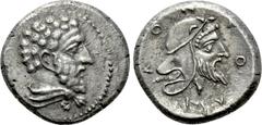 Greek Coins CILICIA. Soloi. Tiribazos (Satrap of Lydia, 388-380 BC). Stater. Obv: Bearded head of Herakles right, with lion skin tied around neck. Rev: ΣOΛIKON. Bearded head right, wearing bashlyk. SN