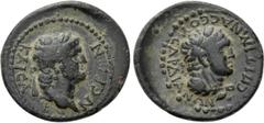 Roman Provincial Coins LYDIA. Sardis. Nero (54-68). Ae. Ti. Claudius Mnaseas, magistrate. Obv: NЄPΩN KAICAP. Laureate head of Nero right. Rev: ЄΠΙ TI MNACЄOY CAPΔΙΑΝΩΝ. Laureate head of Herakles right