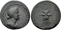 Roman Provincial Coins CILICIA. Diocaesarea. Faustina II (Augusta, 147-175). Ae. Obv: ΑΝΝΙΑ ΦΑVСΤЄΙΝΑ СЄΒΑСΤΗ. Draped bust right. Rev: ΑΔΡΙΑΝΩΝ ΔΙΟΚЄСΑΡЄΩΝ. Winged thunderbolt. RPC IV online 4972; SNG