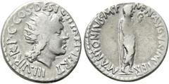 Roman Republican Coins MARK ANTONY. Denarius (38 BC). Athens. Obv: M ANTONIVS M F M N AVGVR IMP TERT. Mark Antony advancing right, holding lituus. Rev: IIIVIR R P C COS DESIG ITER ET TERT. Radiate hea