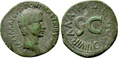 Roman Imperial Coins AUGUSTUS (27 BC-14 AD). As. Rome; M. Salvius Otho, moneyer. Obv: CAESAR AVGVST PONT MAX TRIBVNIC POT. Bare head right. Rev: M SALVIVS OTHO III VIR A A A F F. Large S C. RIC² 431. 