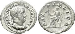 Roman Imperial Coins BALBINUS (238). Denarius. Rome. Obv: IMP C D CAE L BALBINVS AVG. Laureate, draped and cuirassed bust right. Rev: PAX PVBLICA. Pax seated left on throne, holding branch and sceptre