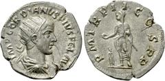 Roman Imperial Coins GORDIAN III (238-244). Antoninianus. Antioch. Obv: IMP GORDIANVS PIVS FEL AVG. Radiate, draped and cuirassed bust right. Rev: P M TR P II COS P P. Gordian standing left, holding s