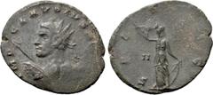Roman Imperial Coins CLAUDIUS II GOTHICUS (268-270). Antoninianus. Siscia. Obv: IMP CLAVDIVS AVG. Radiate heroic bust (seen from back, with slight drapery) left, holding forward spear and shield. Rev: