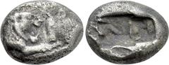 Greek Coins KINGS OF LYDIA. Kroisos (564/53-550/39 BC). 1/6 Stater. Sardes. Obv: Confronted foreparts of lion and bull. Rev: Two incuse square punches. Berk 25; Traité I -; SNG Kayhan I 1019. Conditio
