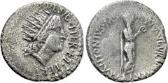 Roman Republican Coins MARK ANTONY. Denarius (38 BC). Athens. Obv: M ANTONIVS M F M N AVGVR IMP TERT. Mark Antony advancing right, holding lituus. Rev: IIIVIR R P C COS DESIG ITER ET TERT. Radiate hea