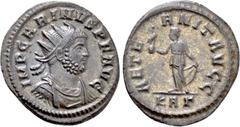 Roman Imperial Coins CARINUS (283-285). Antoninianus. Rome. Obv: IMP CARINVS P F AVG. Radiate, draped and cuirassed bust right. Rev: AETERNIT AVGG / KAΓ. Aeternitas standing left, holding phoenix upon