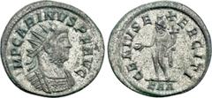 Roman Imperial Coins CARINUS (283-285). Antoninianus. Rome. Obv: IMP CARINVS P F AVG. Radiate and cuirassed bust right. Rev: GENIVS EXERCITI / KAA. Genius standing left, holding patera and cornucopa. 